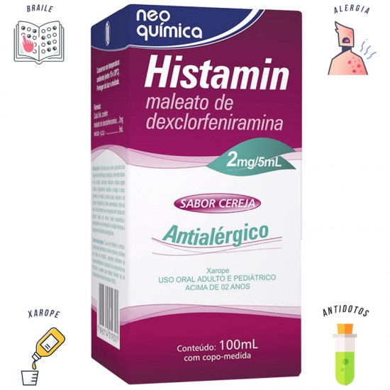 Dexclorfeniramina Histamin xarope sem açúcar  com 100 ml